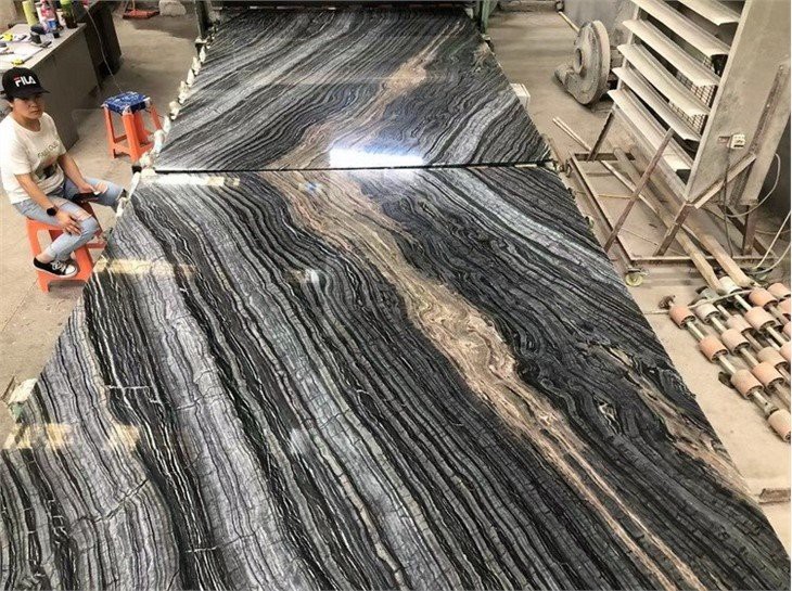 Kenny black bookmatch marble slabs